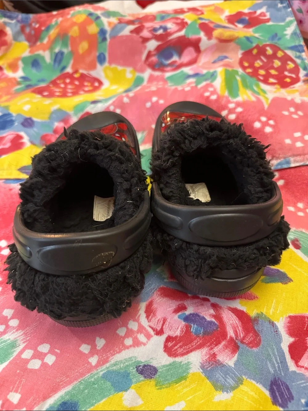 Marvel Spider-Man Black and Red Kids Slip-On Clogs with Faux Fur Collar